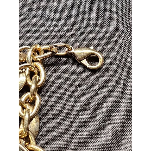 Vintage Gold Tone Chain Bracelet With Blue & Green Beads - Picture 8 of 8